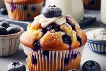 muffin senza glutine ai mirtilli e crema di formaggio per una colazione o merenda golosa