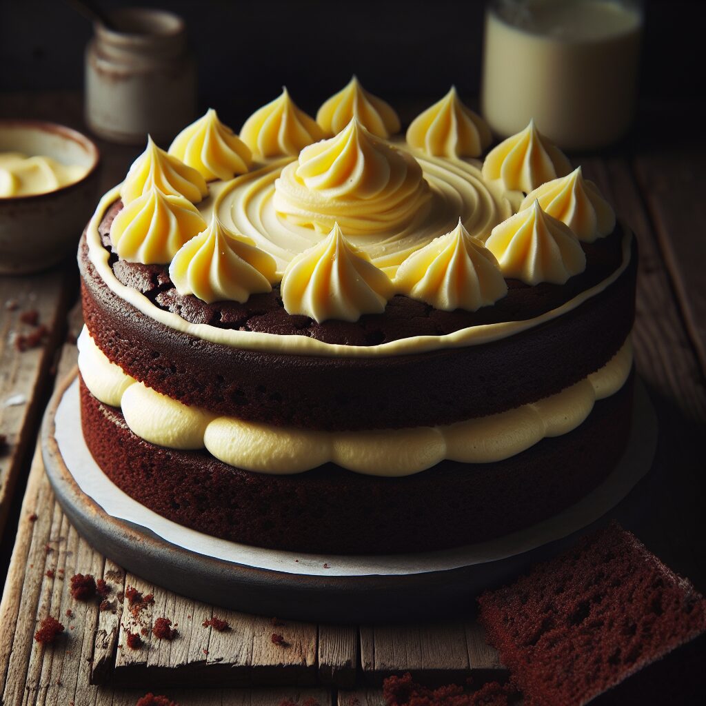 torta senza glutine al cioccolato e crema di vaniglia per dolci classici e amati