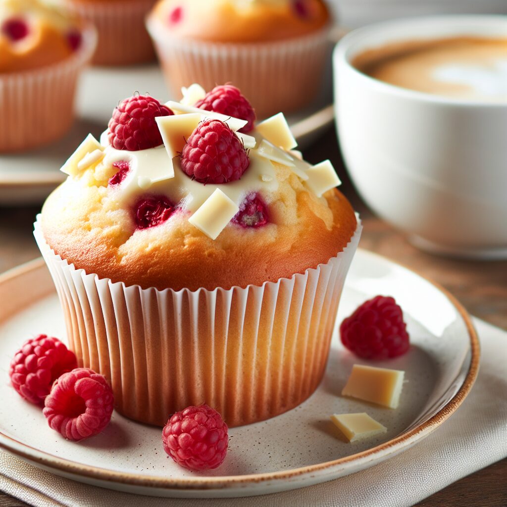 muffin senza glutine al cioccolato bianco e lamponi per colazioni dolci e romantici