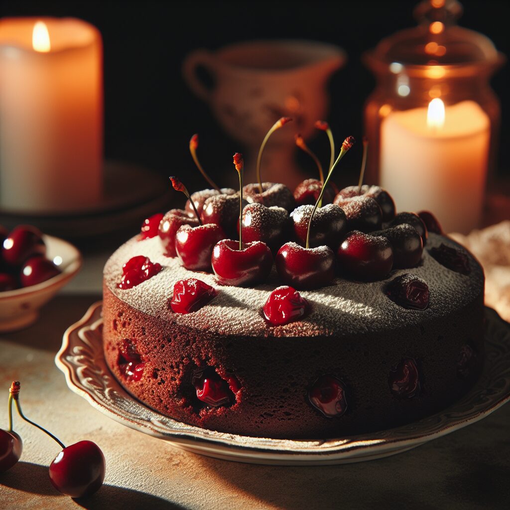 torta senza glutine al cioccolato e ciliegie per dessert romantici