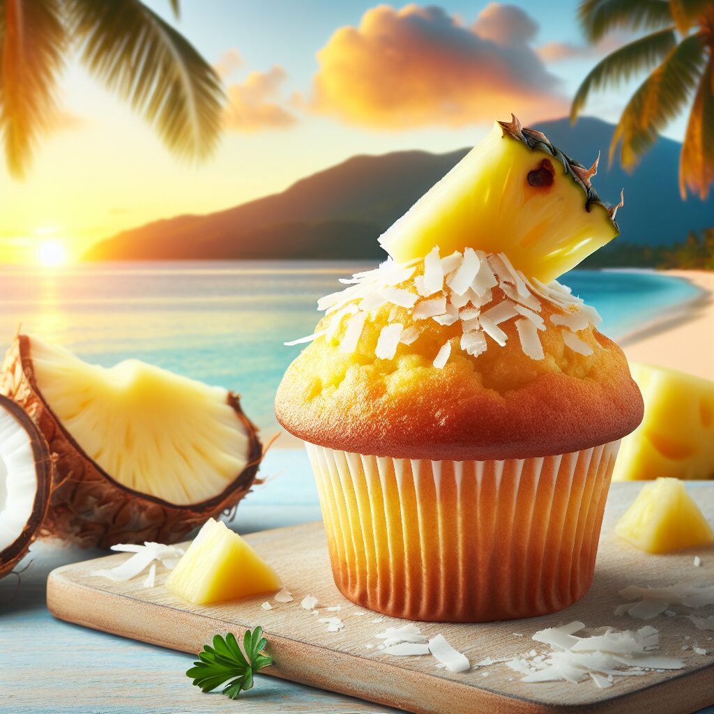 muffin senza glutine al cocco e ananas per colazioni tropicali