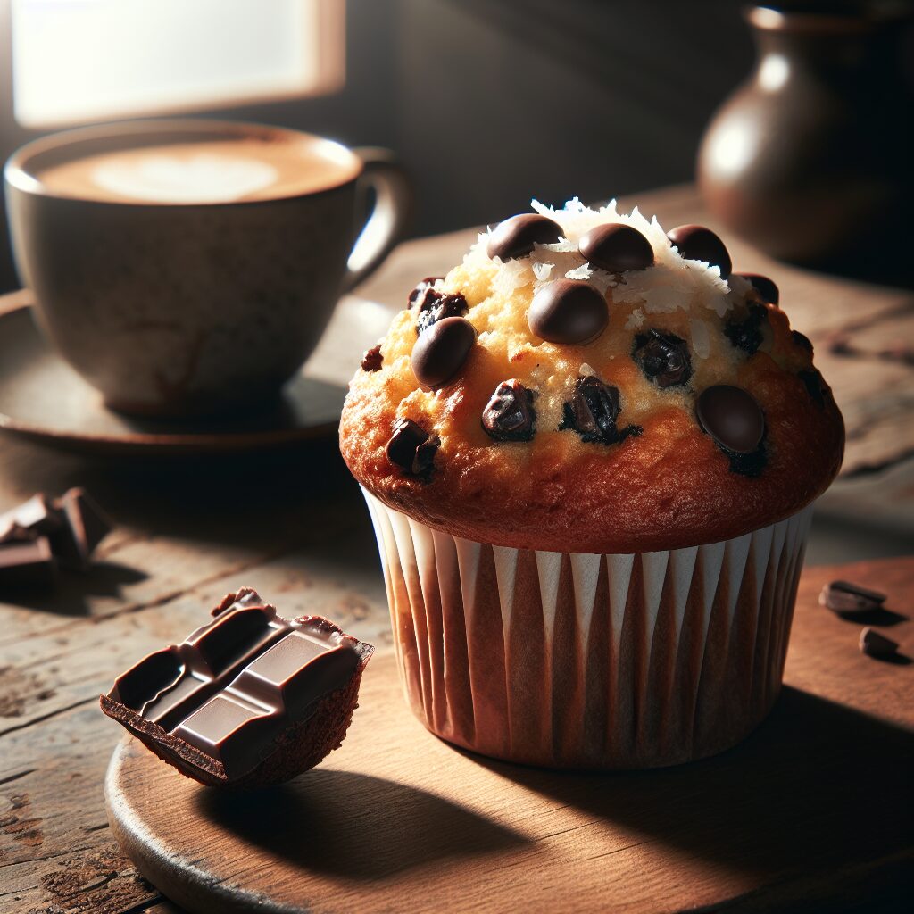 muffin senza glutine al cocco e cioccolato fondente per colazioni decadenti