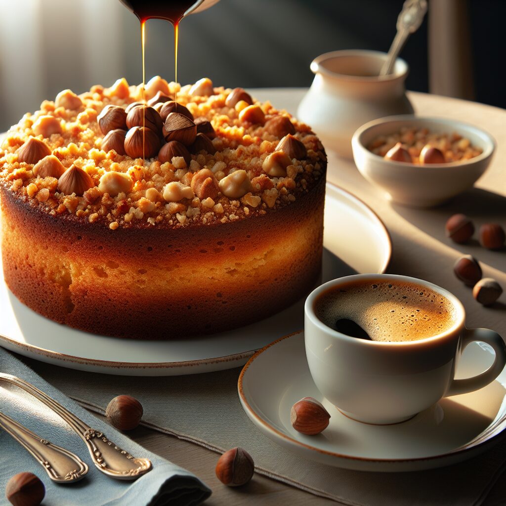 torta senza glutine al caffè e nocciole per dolci da colazione