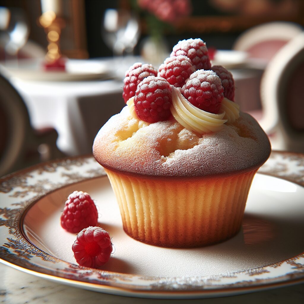 muffin senza glutine al cioccolato bianco e lamponi per dessert eleganti