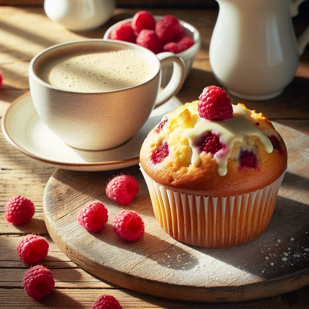 muffin senza glutine ai lamponi e cioccolato bianco per colazioni romantiche