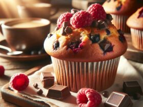 muffin senza glutine ai lamponi e cioccolato per colazioni romantiche