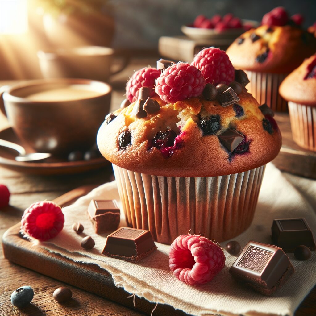 muffin senza glutine ai lamponi e cioccolato per colazioni romantiche