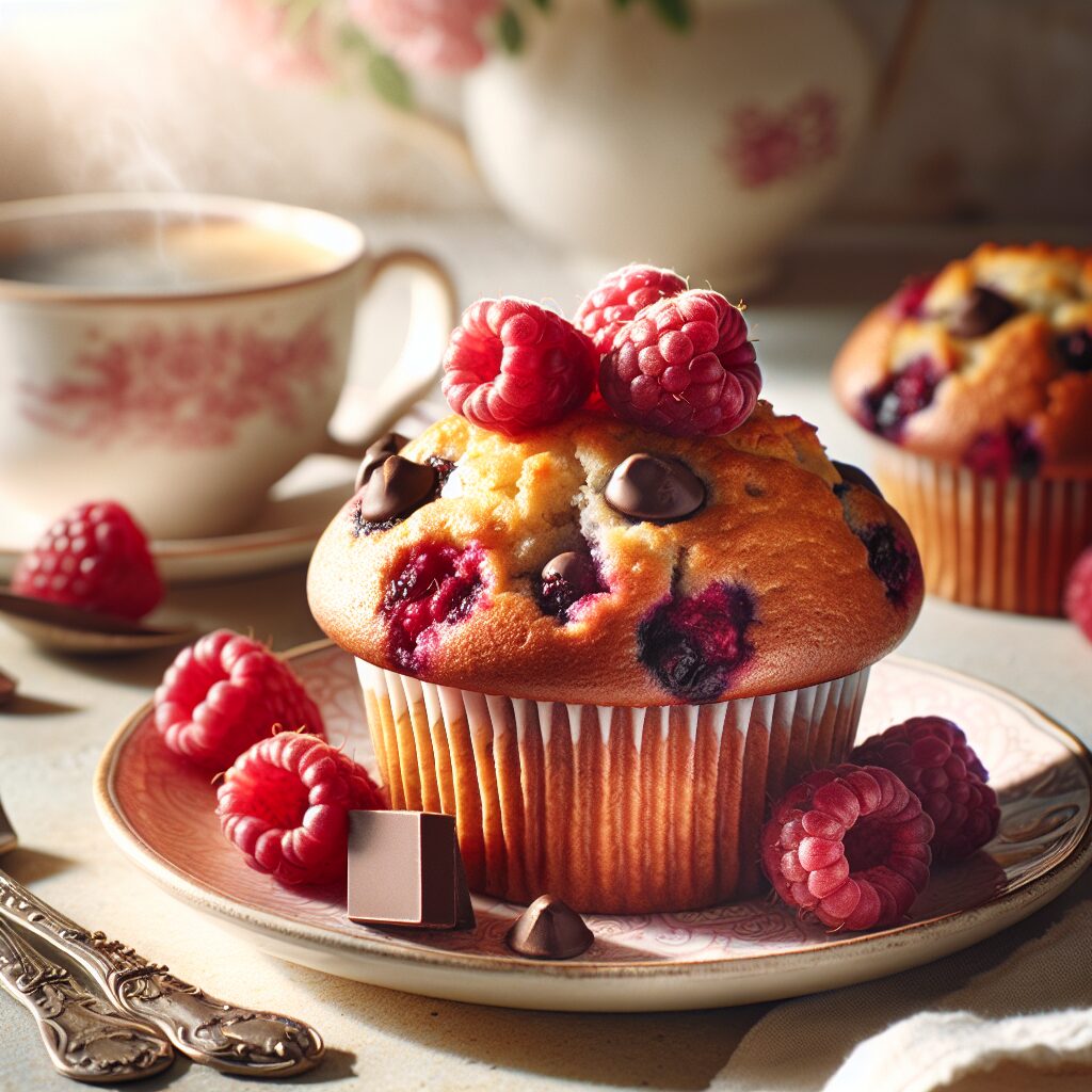 muffin senza glutine ai lamponi e cioccolato per colazioni romantiche