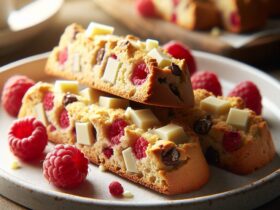 biscotti senza glutine al cioccolato bianco e lamponi per uno snack dolce e fruttato