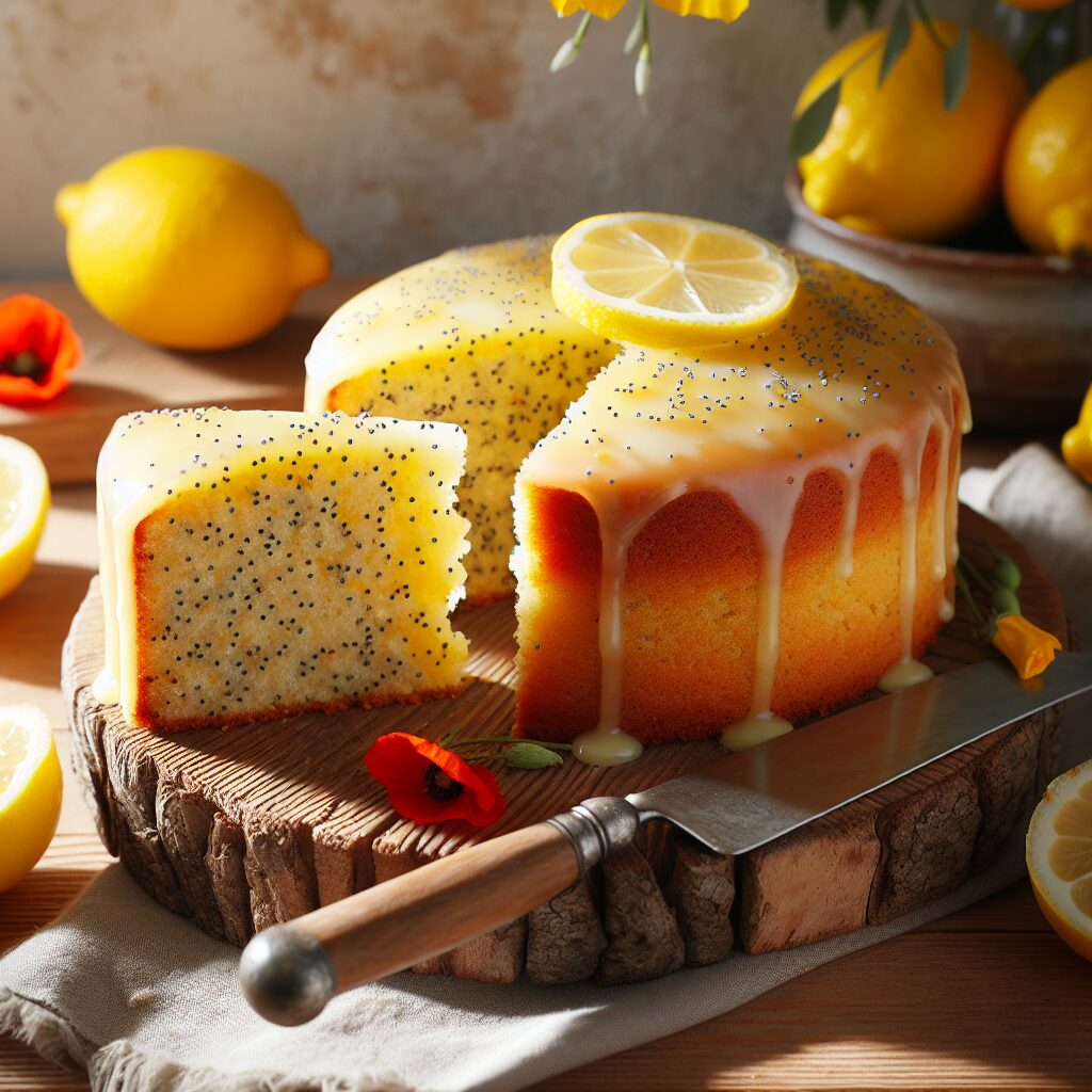 torta senza glutine al limone e semi di papavero per dolci leggeri