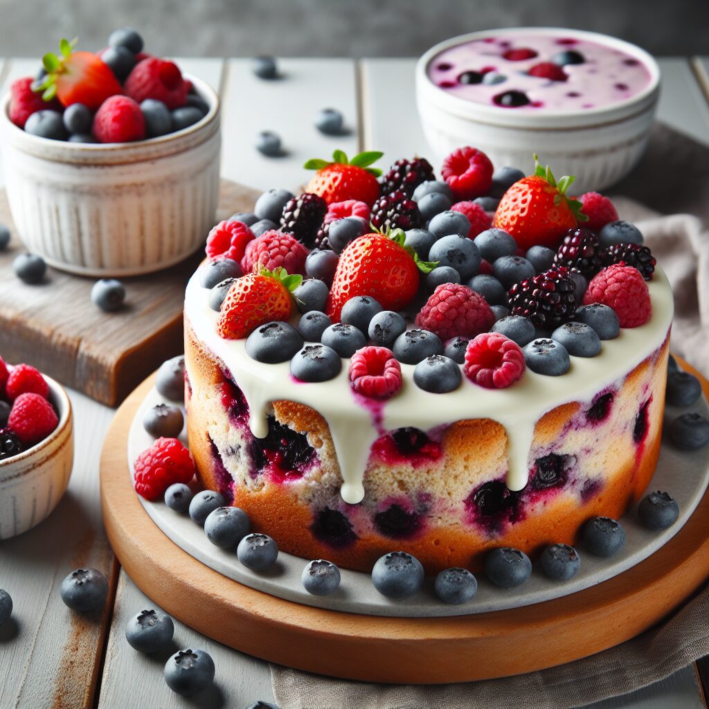 torta senza glutine ai frutti di bosco e yogurt per dolci leggeri e salutari