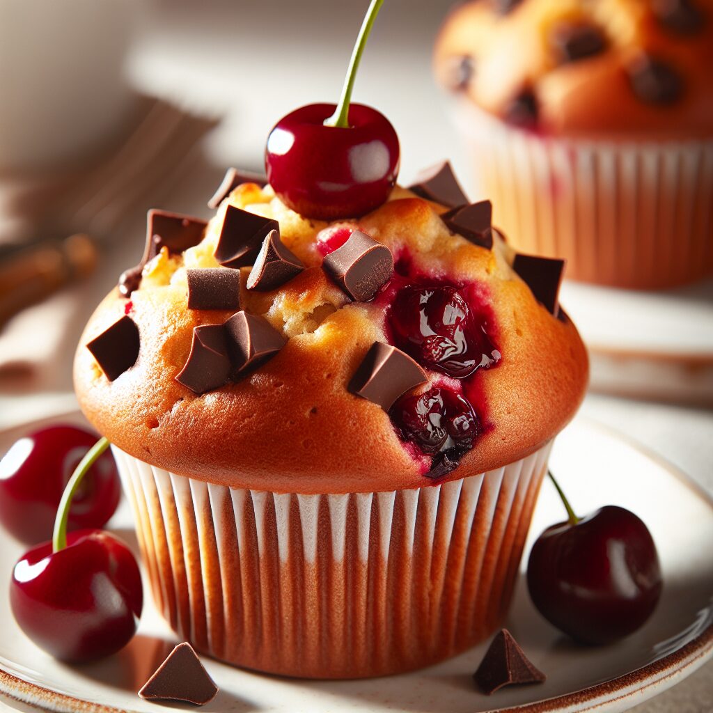 muffin senza glutine al cioccolato e ciliegie per colazioni golose e fruttate