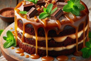 torta senza glutine al caramello salato e cioccolato per dessert indulgenti