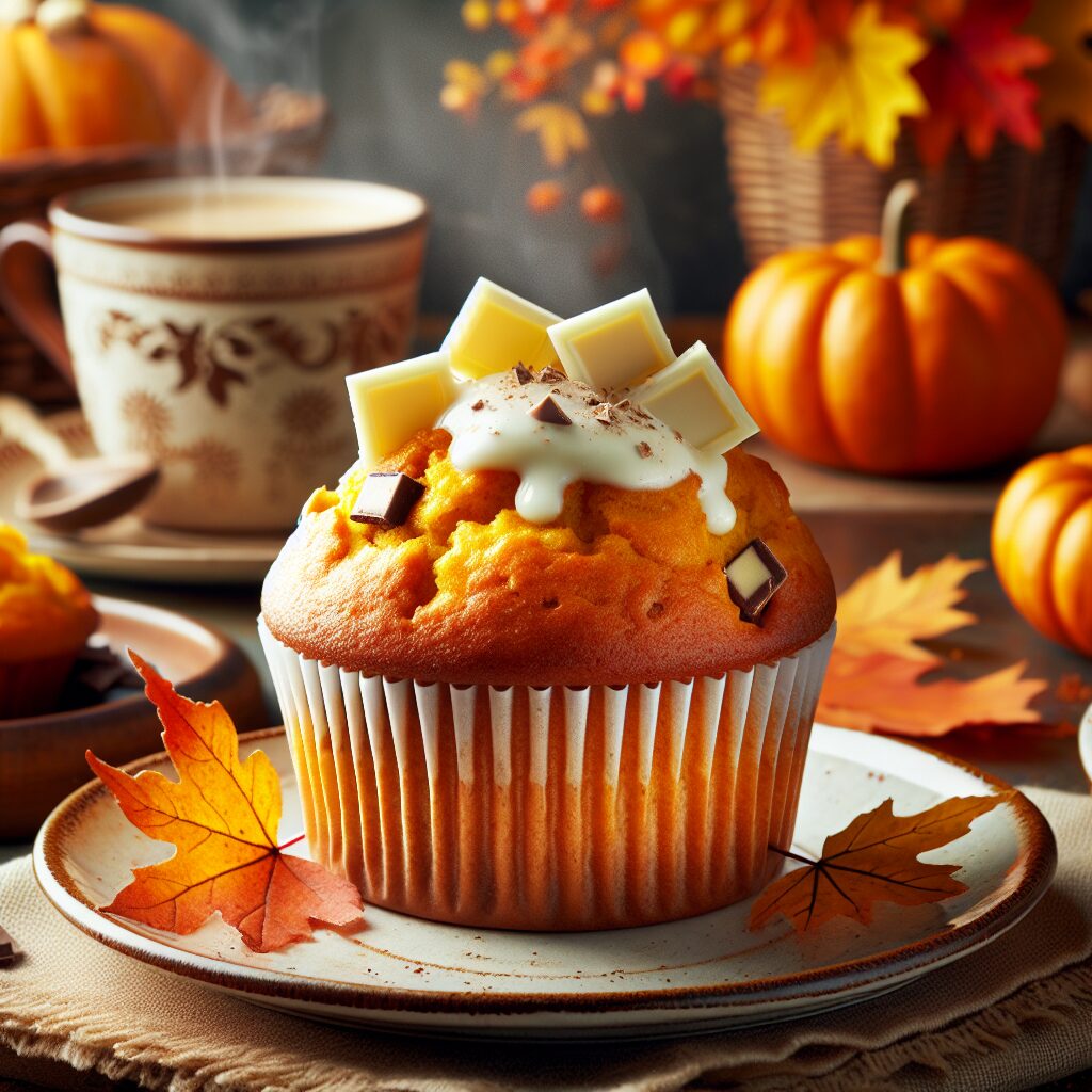 muffin senza glutine alla zucca e cioccolato bianco per colazioni autunnali