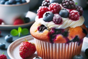 muffin senza glutine ai frutti di bosco e crema di formaggio per un dolce risveglio