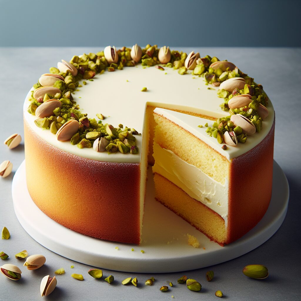 torta senza glutine al pistacchio e crema pasticcera per dolci eleganti