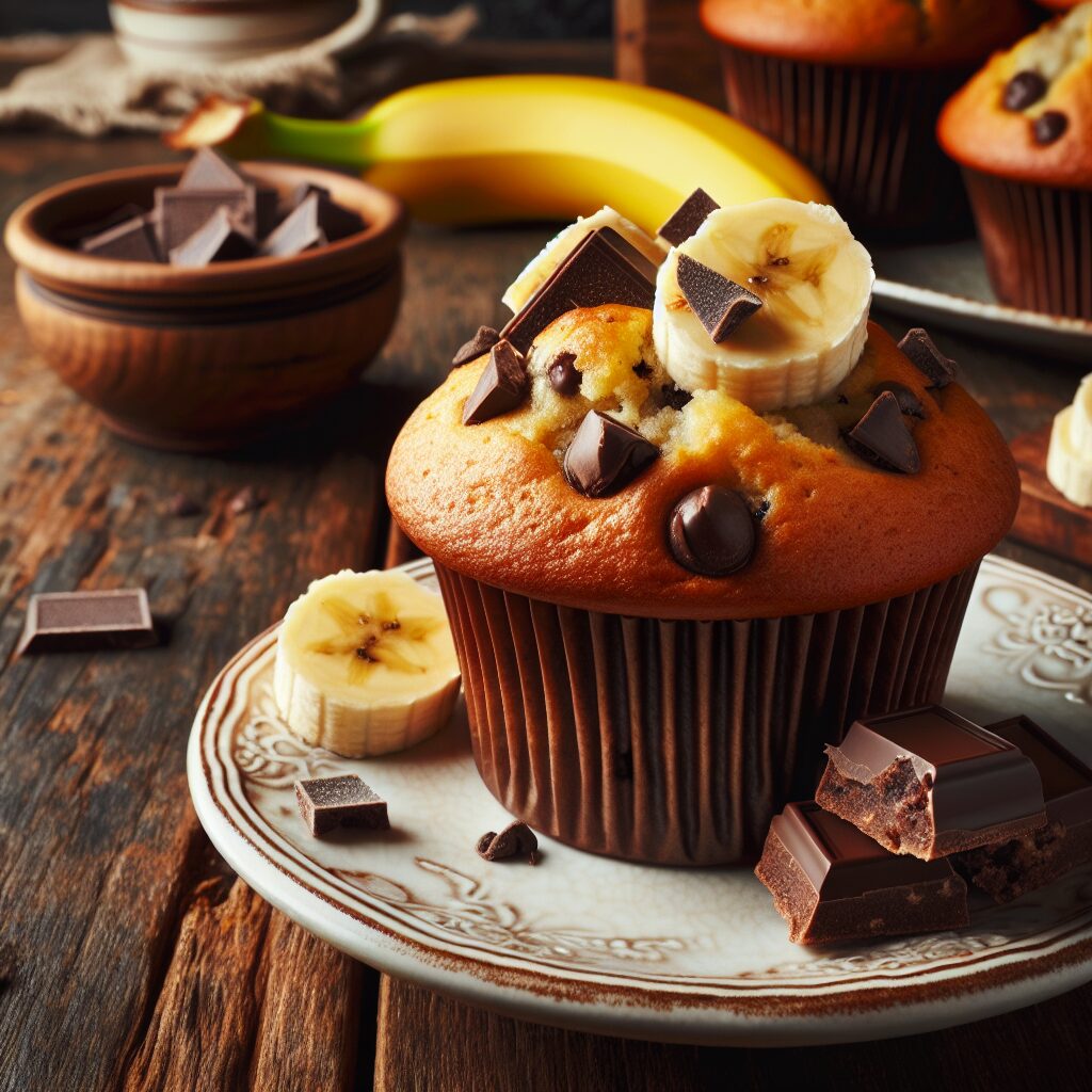 muffin senza glutine alla banana e cioccolato per colazioni golose