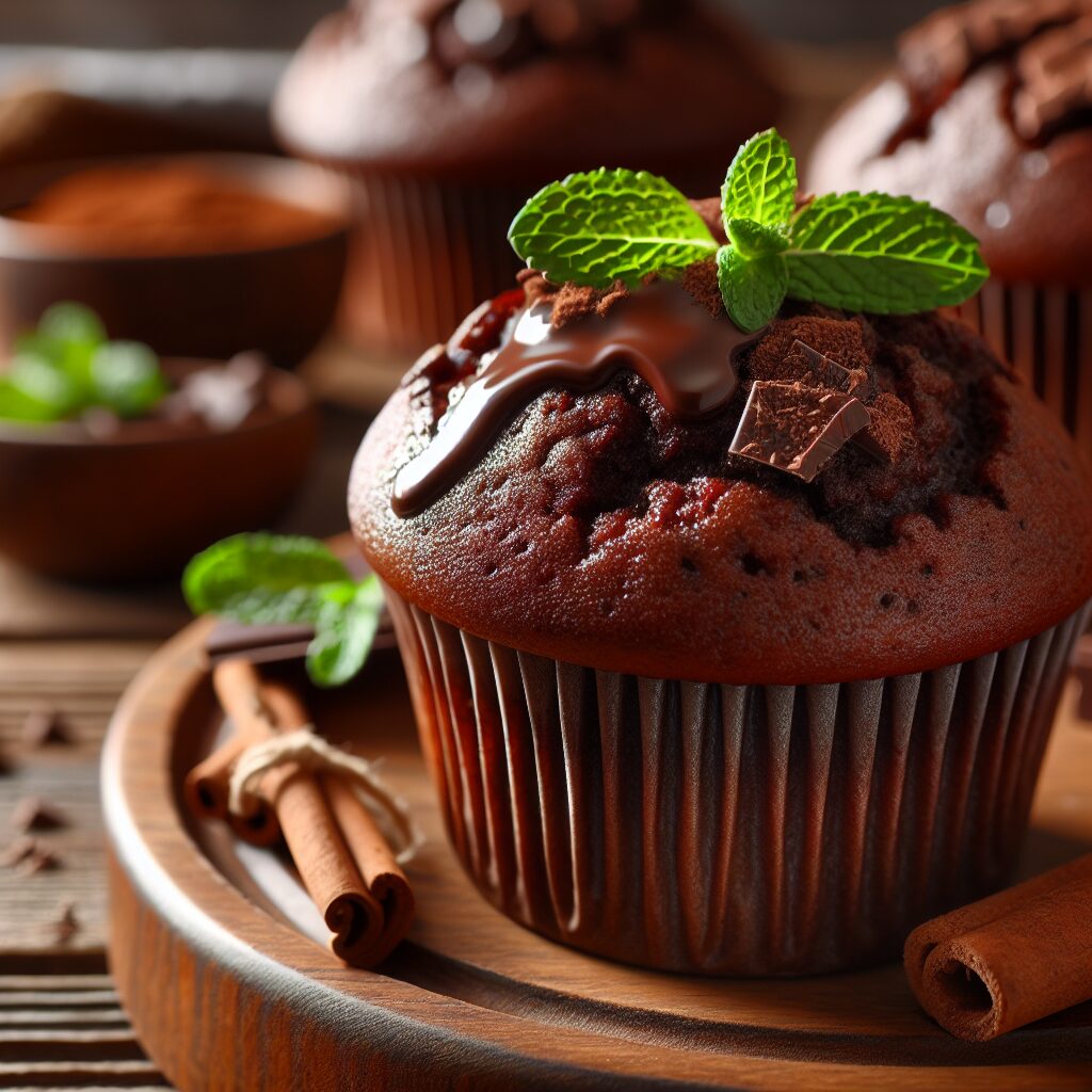 muffin senza glutine al cioccolato e menta per un risveglio fresco