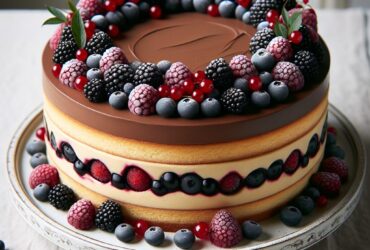 torta senza glutine ai frutti di bosco e mousse al cioccolato per un dolce festivo