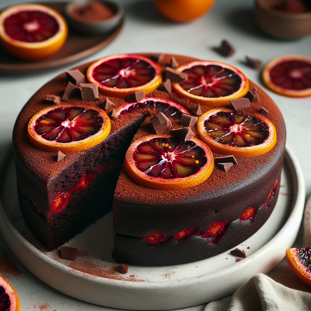 torta senza glutine al cioccolato e arancia sanguigna per dessert invernali