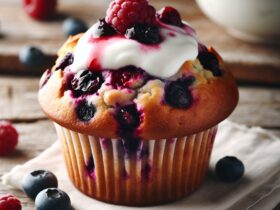 muffin senza glutine ai frutti di bosco e yogurt greco per colazioni proteiche