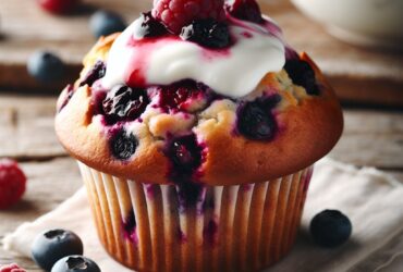 muffin senza glutine ai frutti di bosco e yogurt greco per colazioni proteiche