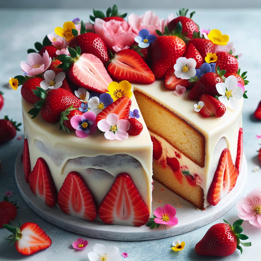 torta senza glutine alla vaniglia e fragola per compleanni primaverili