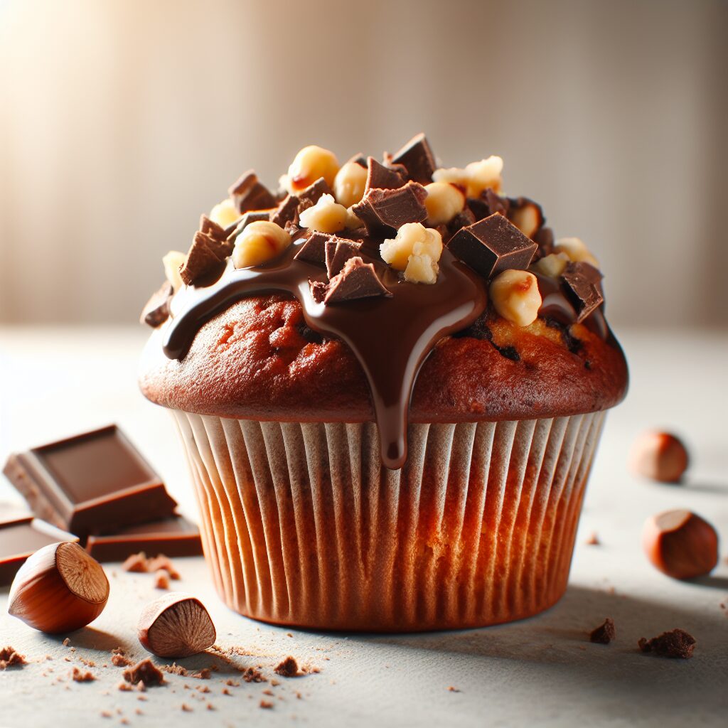 muffin senza glutine al cioccolato e nocciole per colazioni ricche