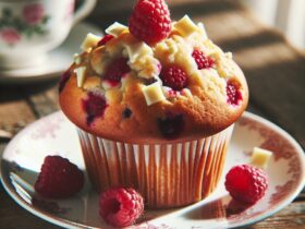 muffin senza glutine ai lamponi e cioccolato bianco per colazioni romantiche