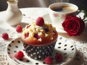 muffin senza glutine ai lamponi e cioccolato bianco per colazioni romantiche