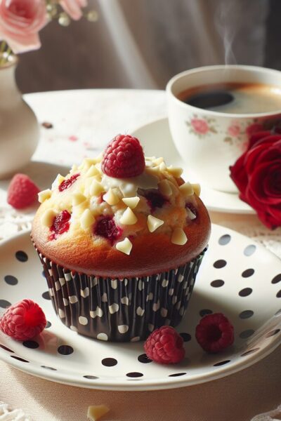 muffin senza glutine ai lamponi e cioccolato bianco per colazioni romantiche