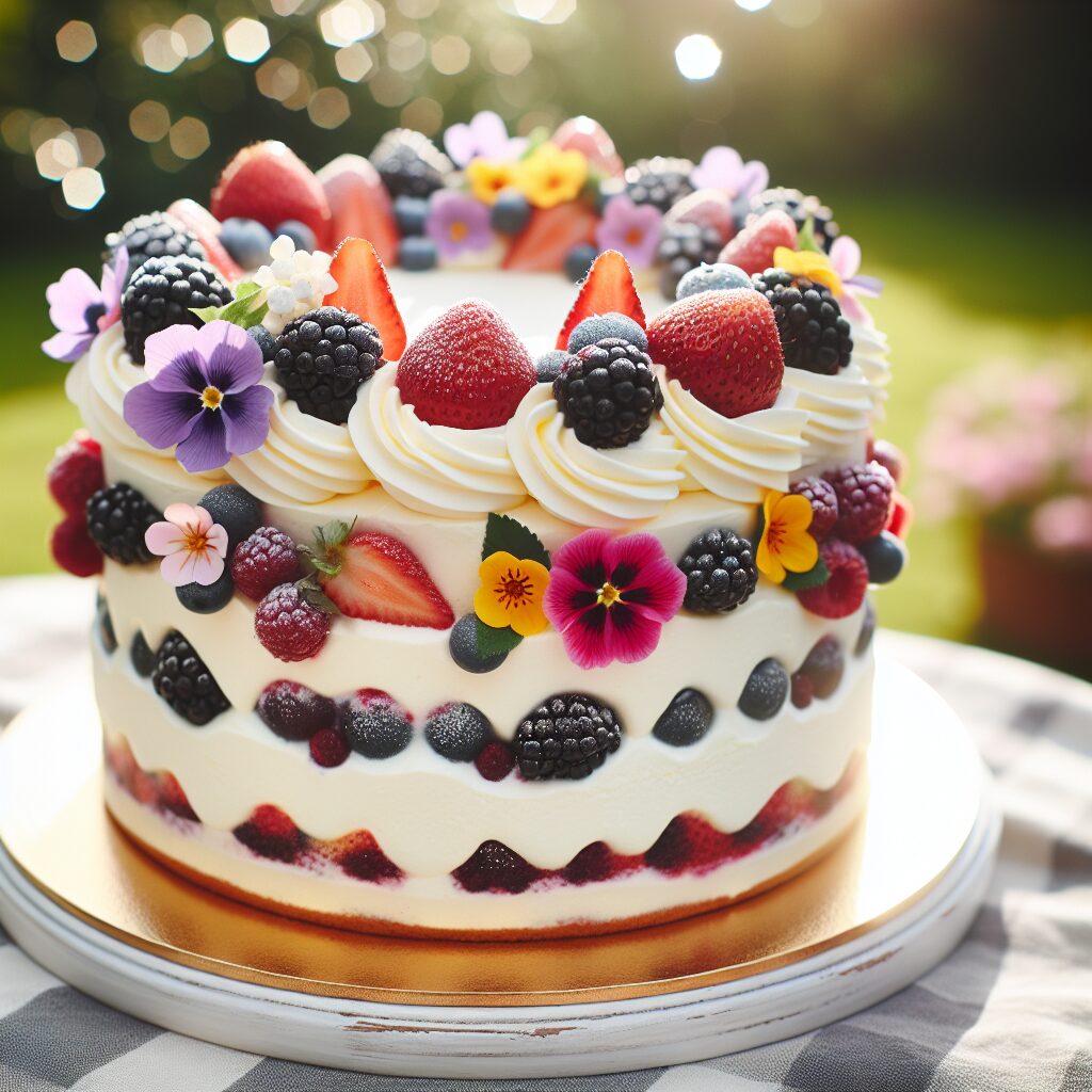 torta senza glutine ai frutti di bosco e crema di vaniglia per compleanni estivi