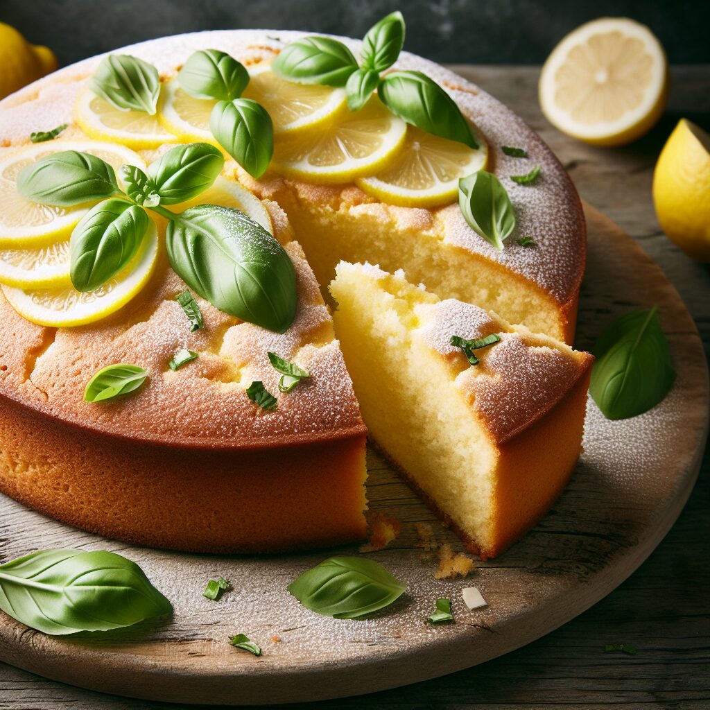 torta senza glutine al limone e basilico per dolci innovativi