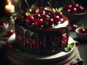 torta senza glutine al cioccolato e ciliegie per dessert romantici