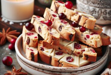 biscotti senza glutine al cioccolato bianco e cranberry per snack festivi