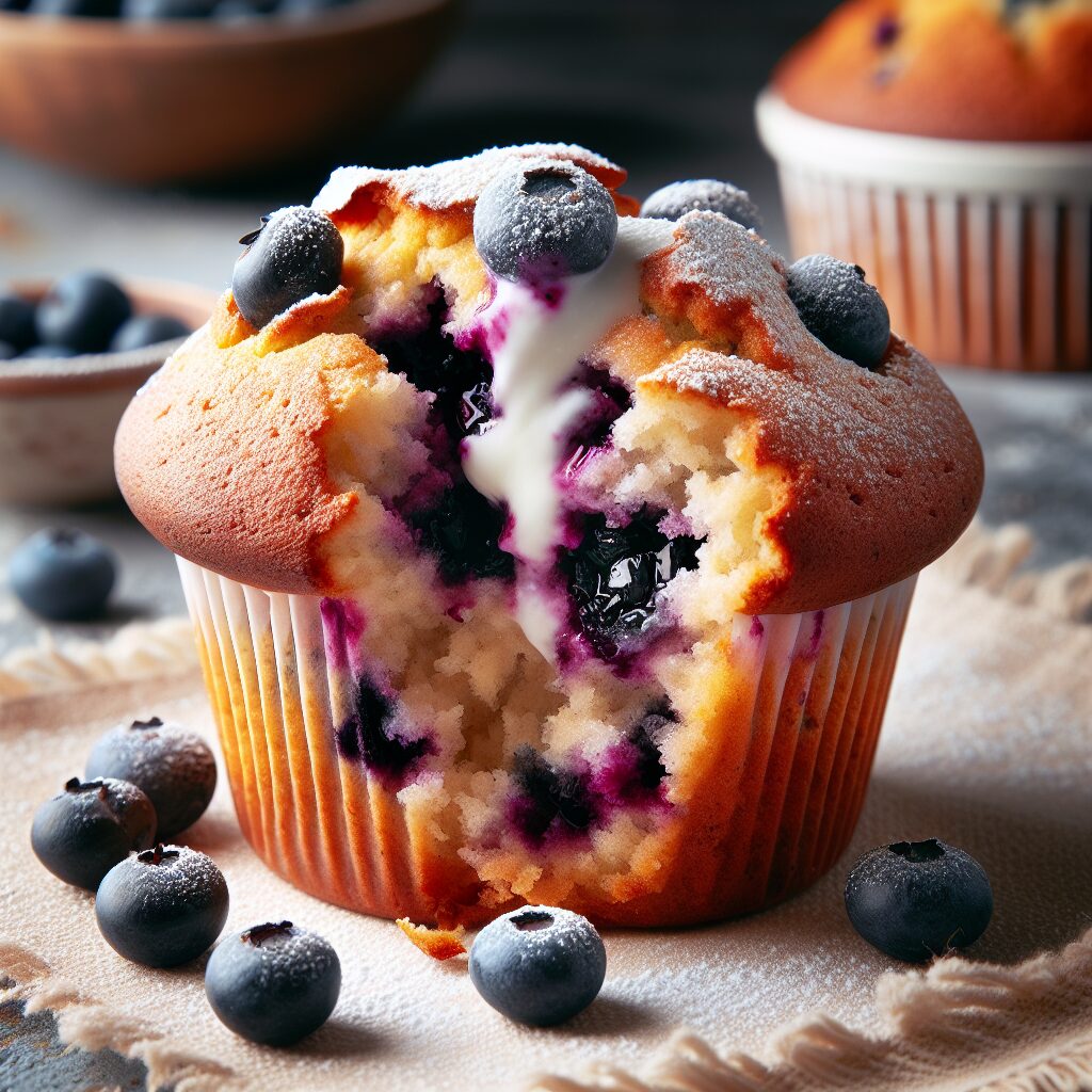 muffin senza glutine ai mirtilli e yogurt greco per colazioni proteiche