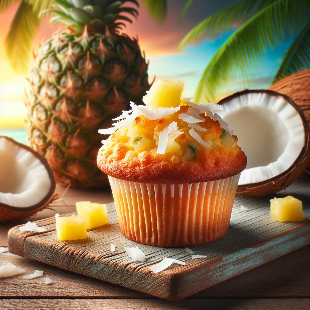 muffin senza glutine al cocco e ananas per colazioni tropicali