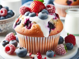 muffin senza glutine ai frutti di bosco e yogurt greco per una colazione salutare e golosa