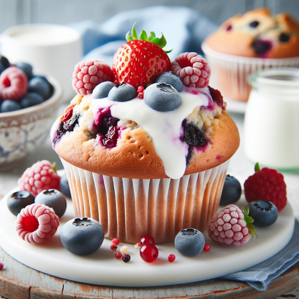 muffin senza glutine ai frutti di bosco e yogurt greco per una colazione salutare e golosa