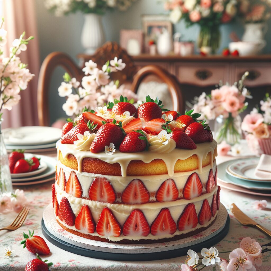 torta senza glutine alla vaniglia e fragola per compleanni primaverili