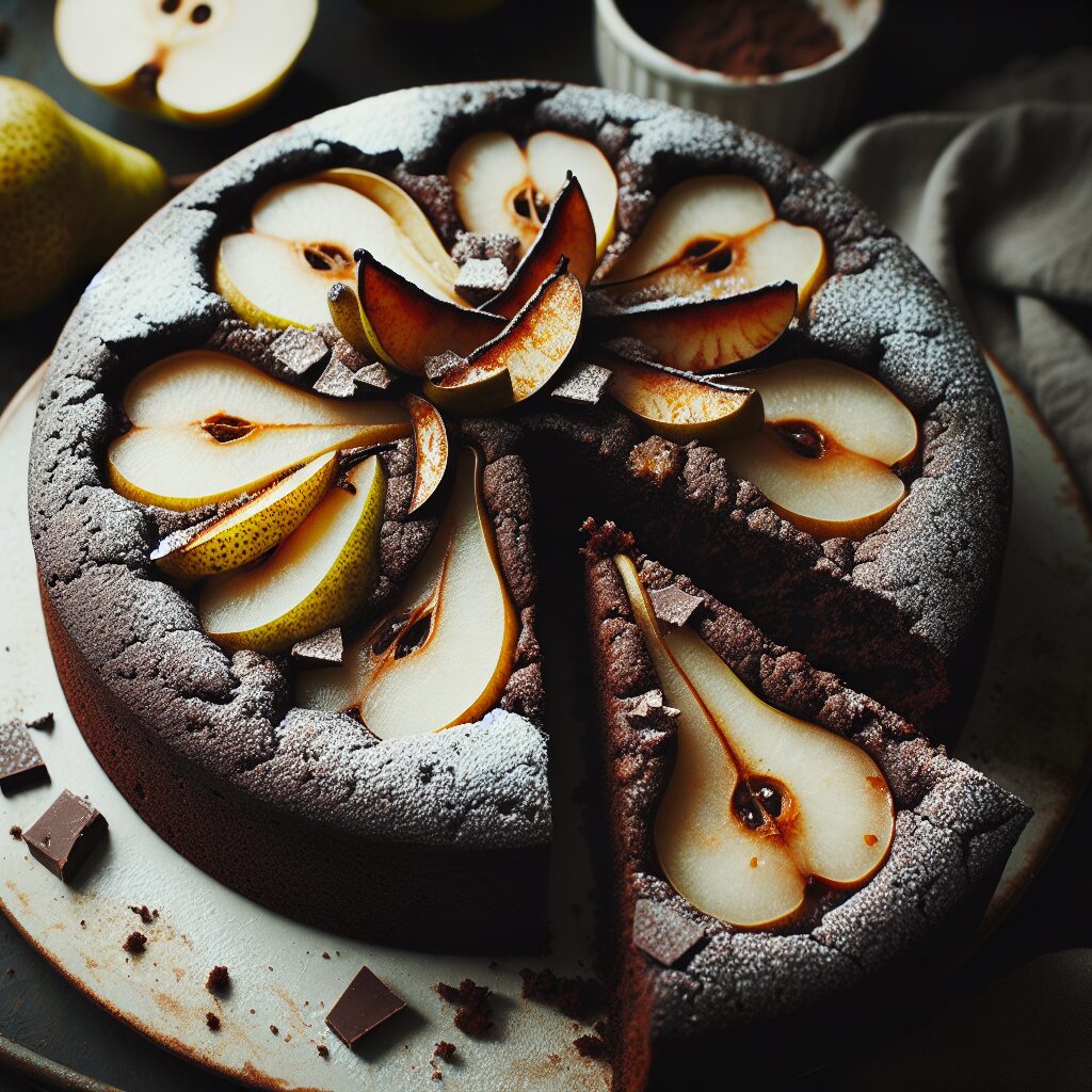 torta senza glutine al cioccolato e pera per dolci autunnali