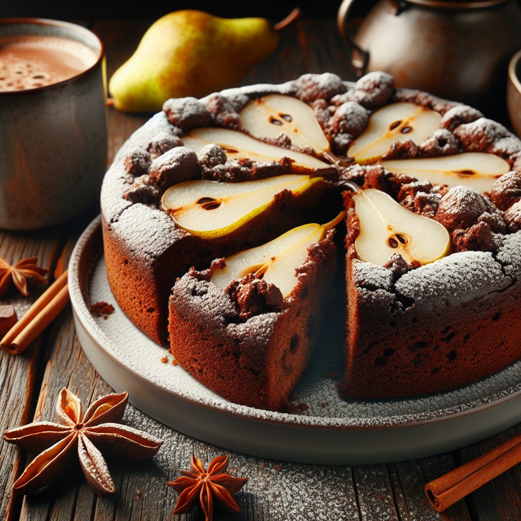 torta senza glutine al cioccolato e pere speziate per dessert invernali