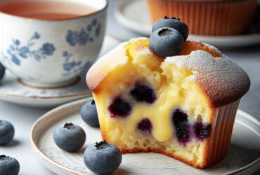 muffin senza glutine ai mirtilli e crema pasticcera per una colazione o merenda sofisticata