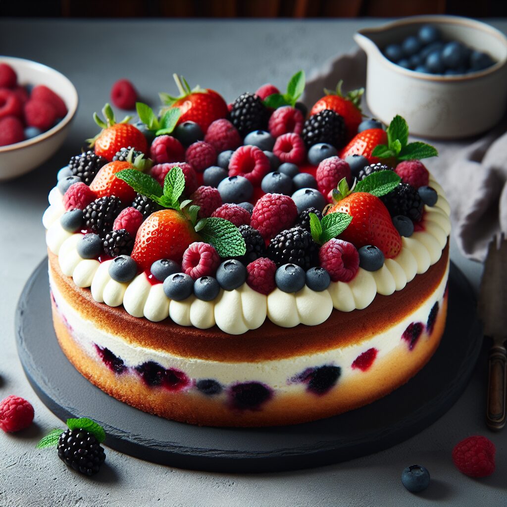 torta senza glutine ai frutti di bosco e crema di vaniglia per occasioni speciali