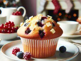 muffin senza glutine al cioccolato bianco e frutti di bosco per colazioni festose