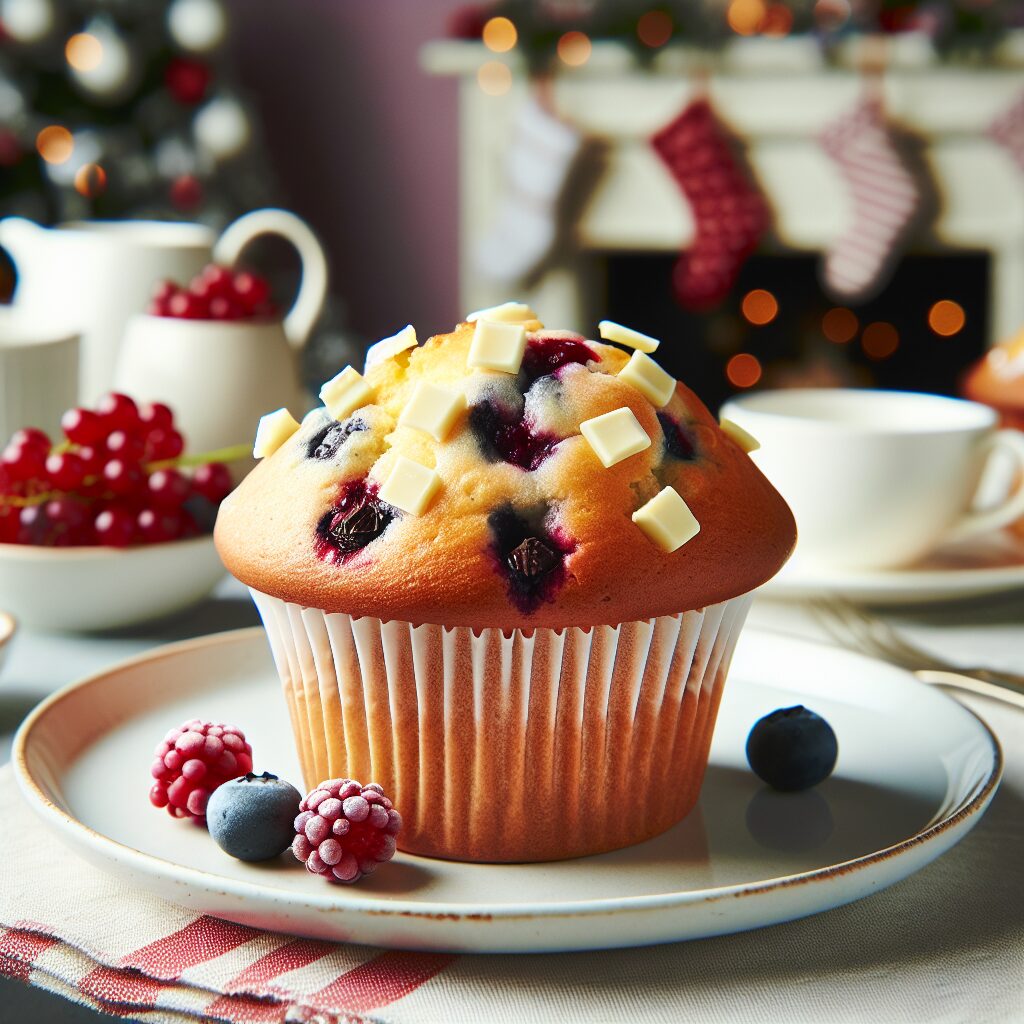 muffin senza glutine al cioccolato bianco e frutti di bosco per colazioni festose