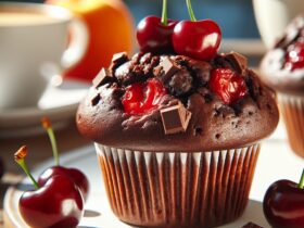 muffin senza glutine al cioccolato e ciliegie per una colazione estiva e golosa