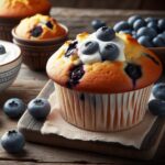 muffin senza glutine ai mirtilli e yogurt greco per colazioni proteiche