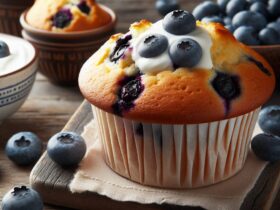 muffin senza glutine ai mirtilli e yogurt greco per colazioni proteiche