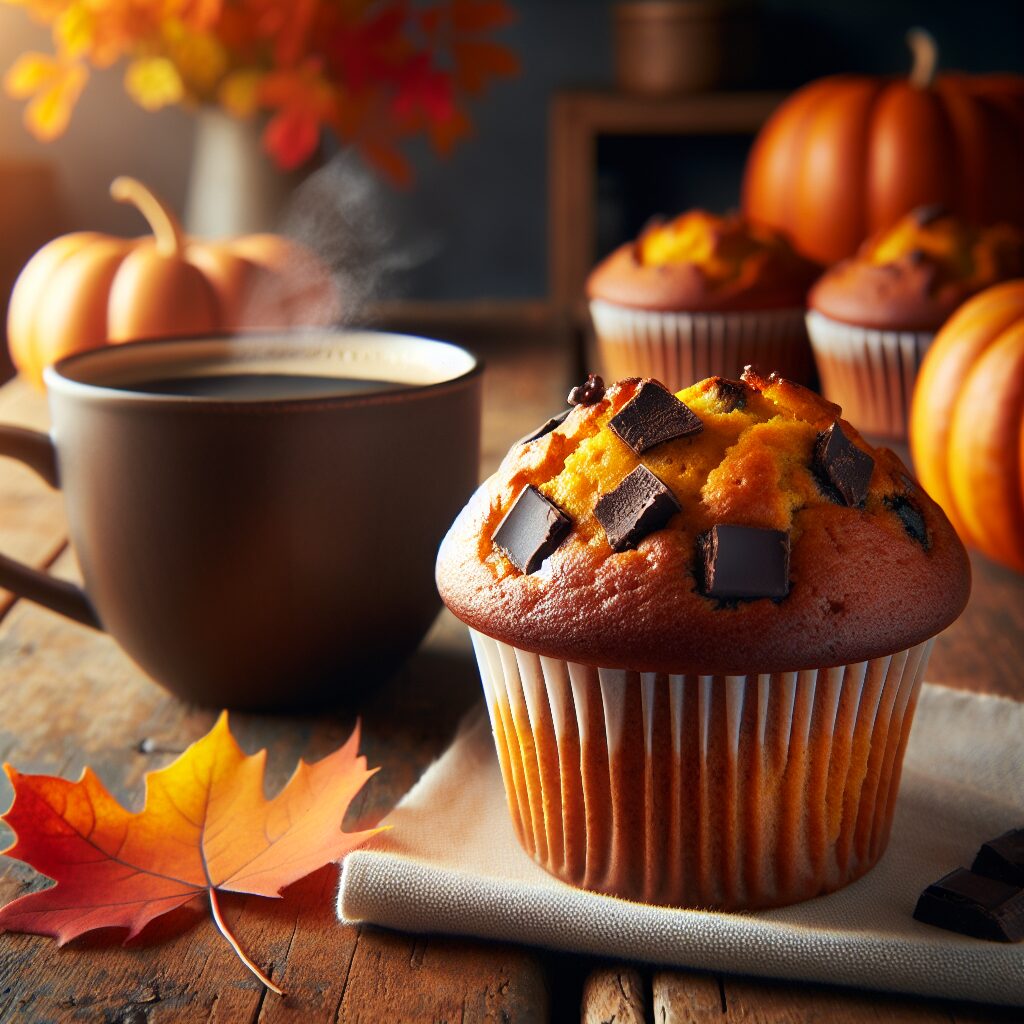 muffin senza glutine alla zucca e cioccolato per colazioni autunnali